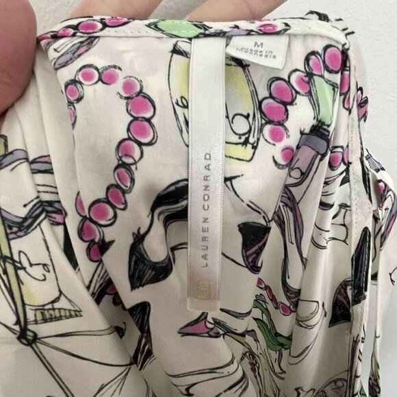 Lauren Conrad Fashion Neck Ruffle Tank Top peplum waist cinch Size Med Novelty - Picture 5 of 7